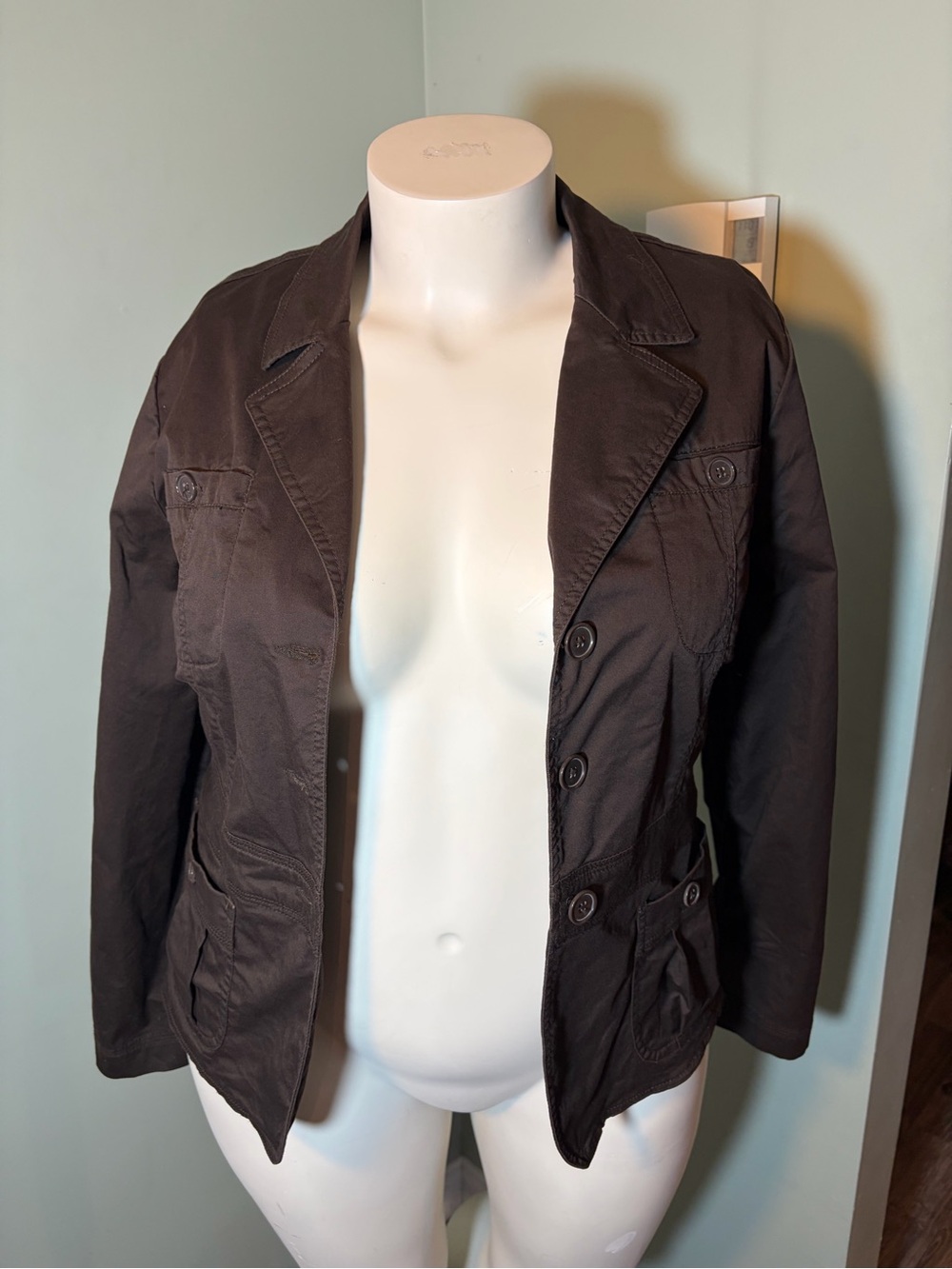 Lady Hathaway Classic Button-Front Women's Jacket in Dark Brown